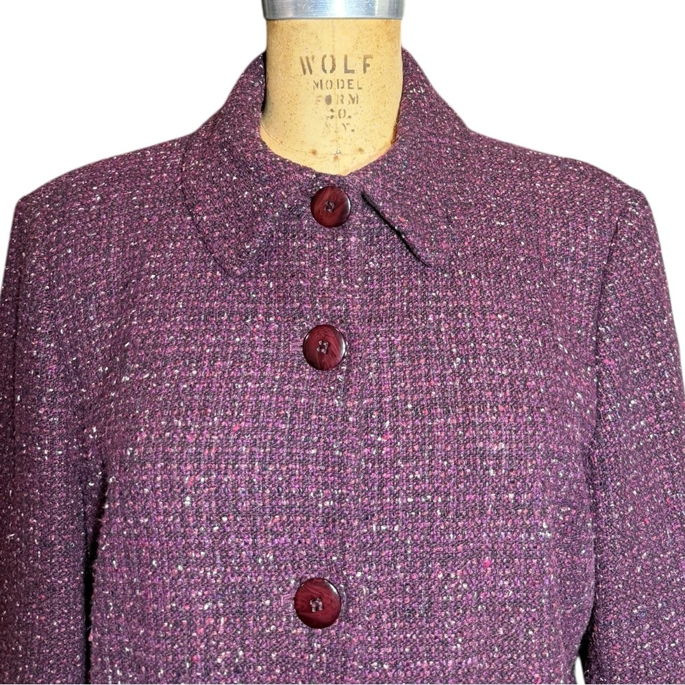 Jones New York Plum Tweed Pea Coat - Picture 4 of 5
